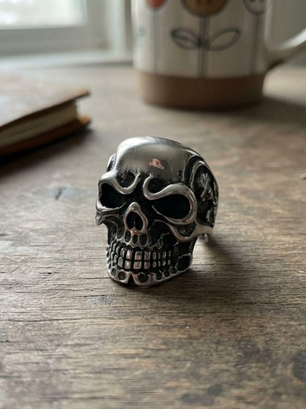 Mens vintage gothic skull stainless ring